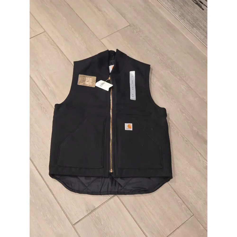 Carhartt V01 Black Firm Duck Insulated Vest Men's Small Regular Arctic Lined